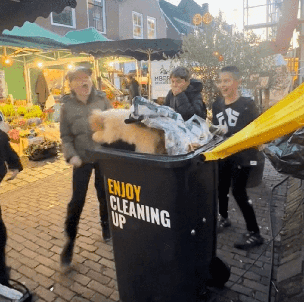 Vuilnisbakkie in actie